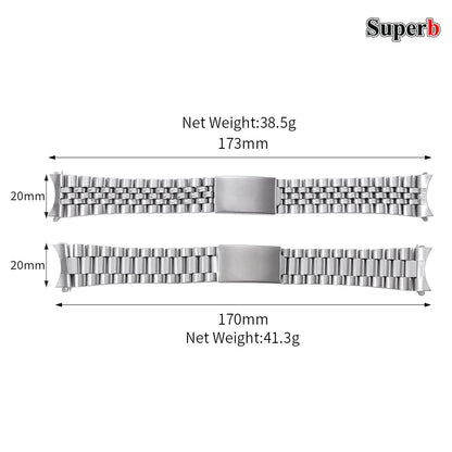 Bracelet en acier inoxydable massif 18mm/20mm, extrémités courbées, pour montres sport et affaires, hommes et femmes, compatible Rolex Datejust