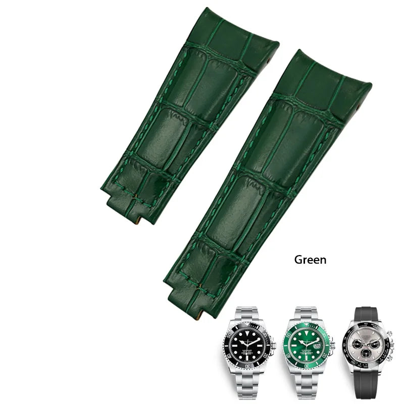 Bracelet de montre en cuir véritable souple, extrémité incurvée, bracelet de montre noir, Rolex Submariner DayRequiGstuff Yacht-Master Datejust, 20mm