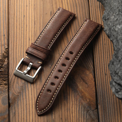 Cinturino per orologio in pelle italiana fatto a mano, 18 19 20 21 22MM, stile vintage di lusso, in vera pelle bovina, adatto per orologi sportivi meccanici