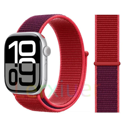 适用于 Apple Watch 46mm 44mm 45mm 40mm 41mm 42mm 的尼龙回环表带，适配 iWatch 系列 11 10 9 SE 8 7 6 5 4 Ultra 3 2 49mm