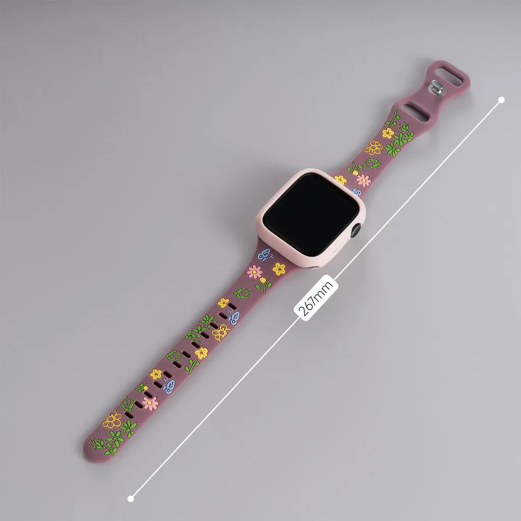 Cute Flower Silicone Strap Case for Apple Watch Ultra 49mm S10 S11 42mm 46mm 38 40 41 44 45 mm for iwatch SE 2 3 4 5 6 7 8 9