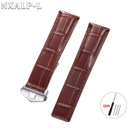 20mm 22mm 24mm Genuine Cowhide Leather Watch Strap for Tag Heuer Carrera Monaco F1, Men's Watch Strap, Folding Buckle