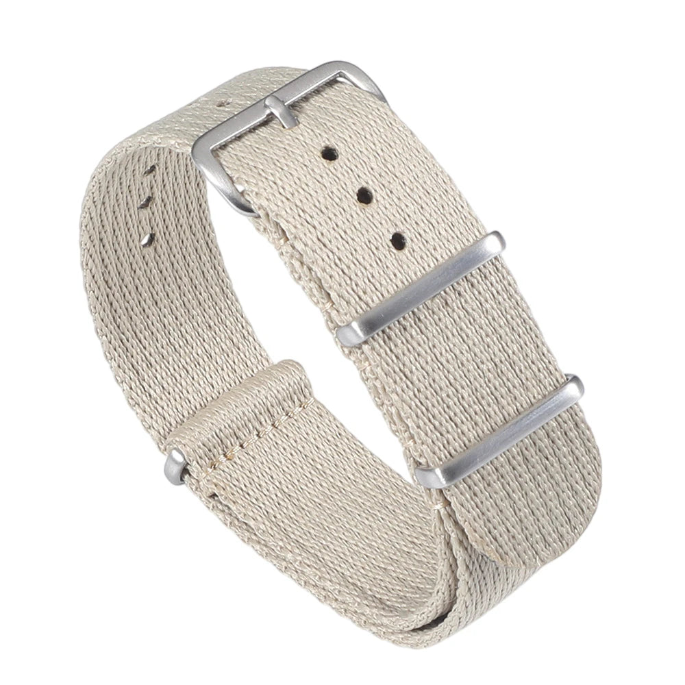 Cinturino per orologio monopezzo in nylon morbido 20mm 22mm, cinturino premium liscio a passaggio singolo, tessuto intrecciato a righe, cinturino da polso