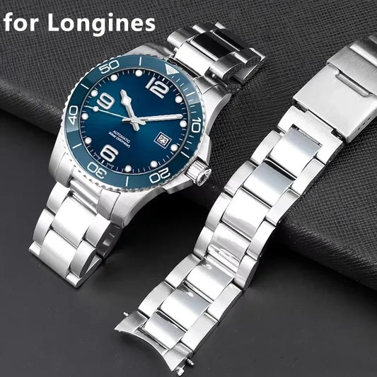 Cinturino in acciaio inossidabile di alta qualità per Longines HydroConquest Conquest L3.781 782 642, argento massiccio 21mm
