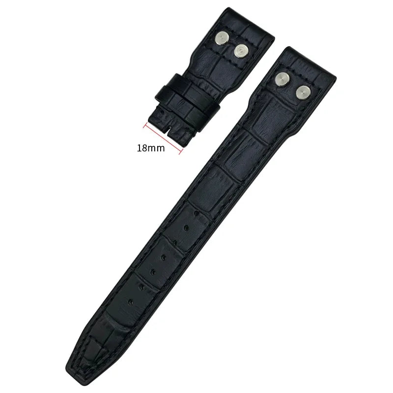 Bracelet de montre en cuir de veau véritable épais, 20mm 21mm 22mm, pour IWC Big PILOT Spitfire TOP GUN IW5009 IW3777, bracelet de montre en cuir de vache à rivets