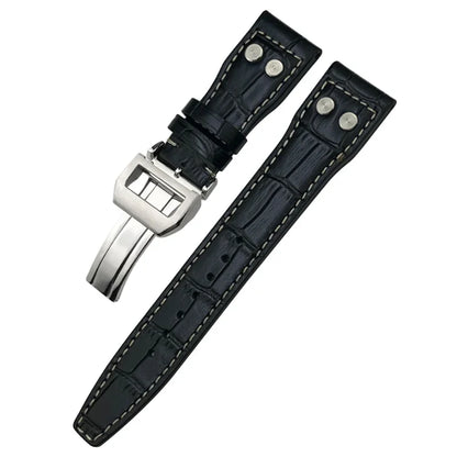 Bracelet de montre en cuir de veau véritable épais, 20mm 21mm 22mm, pour IWC Big PILOT Spitfire TOP GUN IW5009 IW3777, bracelet de montre en cuir de vache à rivets