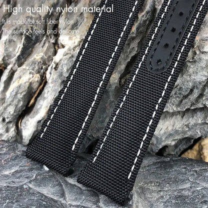 Cinturino per orologio in pelle e nylon con fibbia deployante di alta qualità, 20mm 21mm 19mm, per Omega Seamaster AQUA TERRA 150 GMT, estremità curva