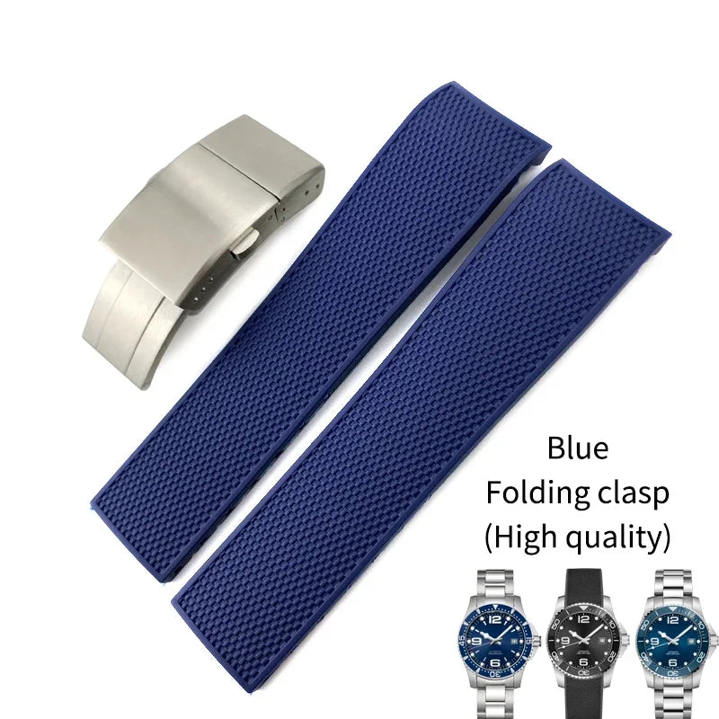 Bracelet de montre en caoutchouc fluoré en Silicone de haute qualité 19mm 20mm 21mm pour Longines hydroconquest L3 Conquest sport bracelet de montre de plongée