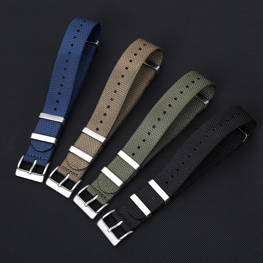 Cinturino per orologio in nylon intrecciato in tessuto resistente ad alta densità di alta qualità 20 mm 22 mm, cinturino per orologio sportivo in nylon morbido e spesso, accessori
