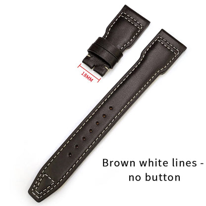 Bracelet de montre en cuir véritable de vache épais, 20mm 21mm 22mm, pour montres IWC Big Pilot IW3777 IW3270 IW3881 IW5009
