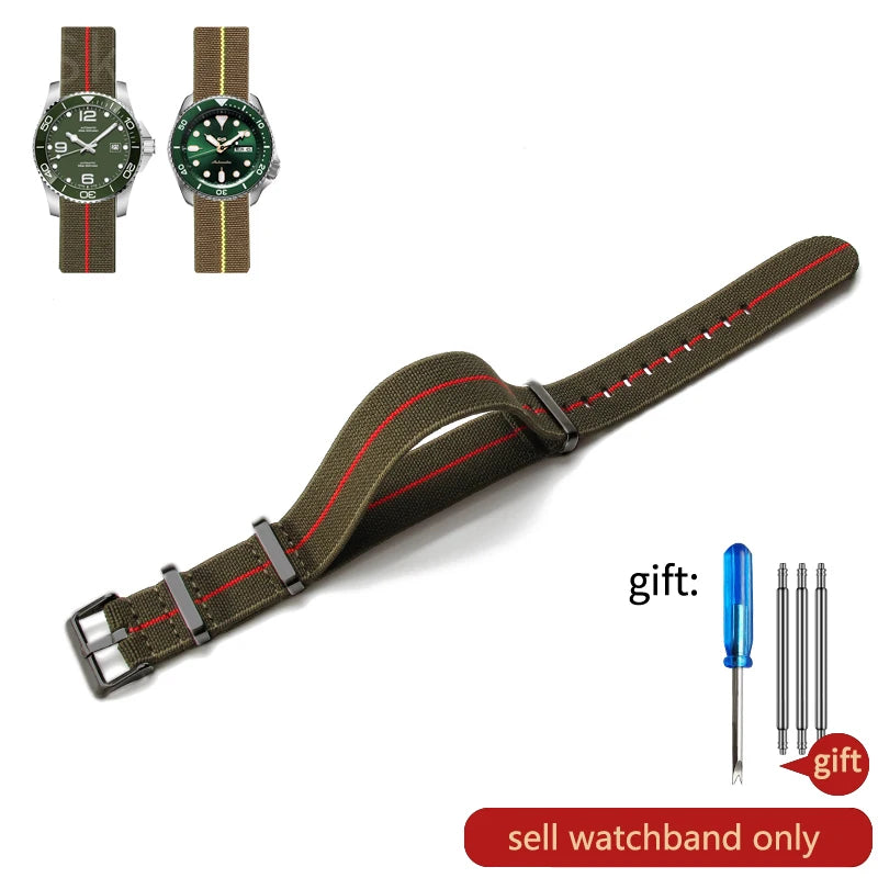 Retro Parachute Nylon Watch Strap for Rolex Tudor Biwan Omega Heuer IWC Men High-Density Knit 18 20 22mm Replacement Accessories