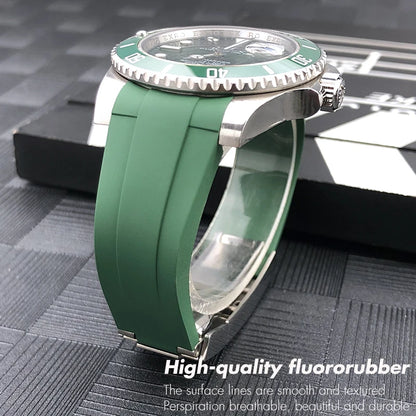 Cinturino per orologio in gomma fluorurata, 20mm, per Rolex Submariner GMT Master Daytona, bracciale per orologio in morbida gomma fluorosiliconica, fibbia con chiusura scorrevole