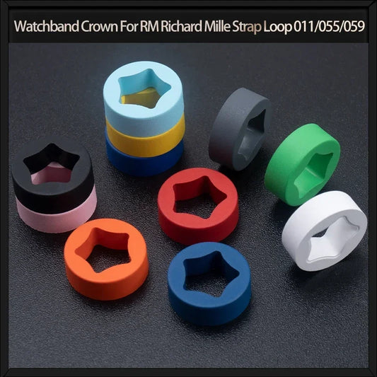 Corona per cinturino di orologio in caucciù fluorurato FKM colorato per cinturino RM Richard Mille 011/055/059, accessori a stella a cinque punte
