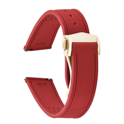 Premium Quality FKM Soft Rubber Watch Strap 20mm 21mm 22mm Sailcloth Texture Sport Band Quick Release Universal Watchband for DLug