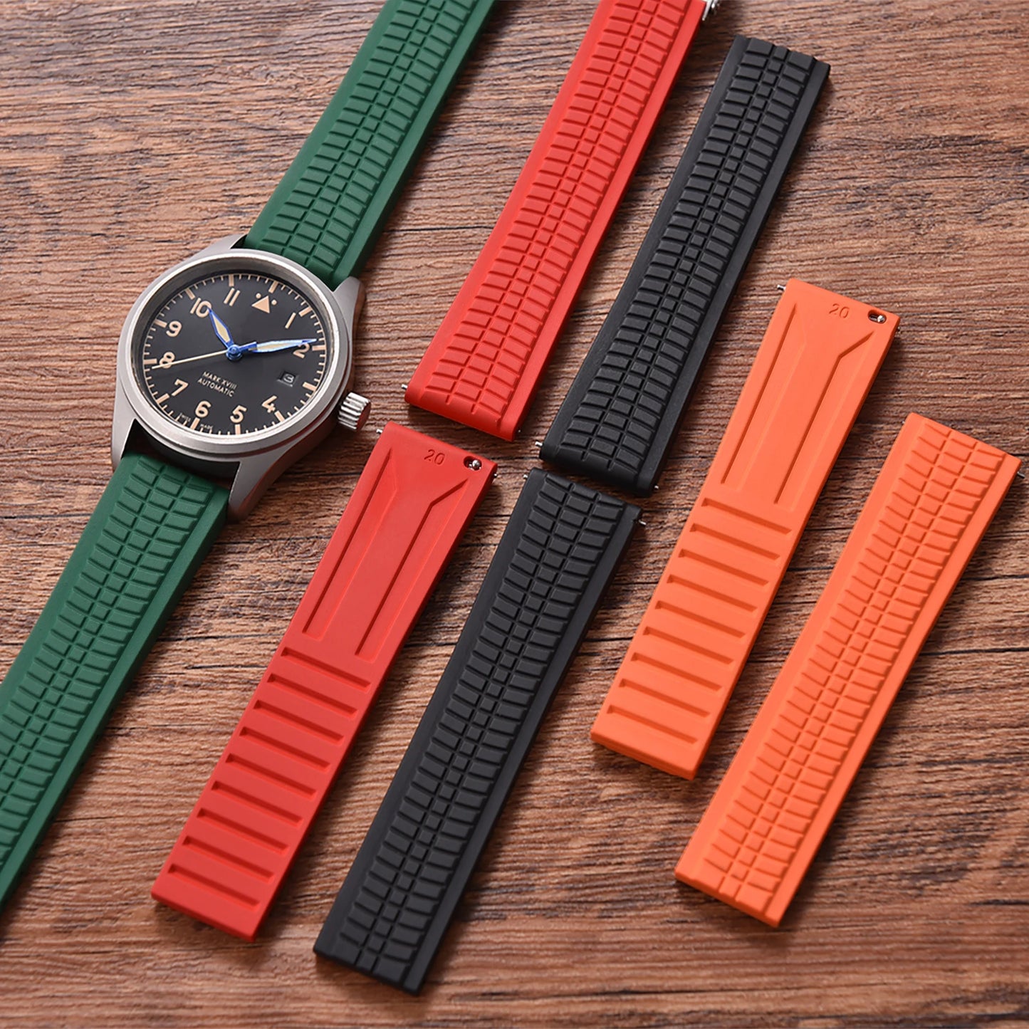 Bracelet montre pour Patek Philippe Caoutchouc Premium - Rapide /  Fermoir Papillon / à découpée