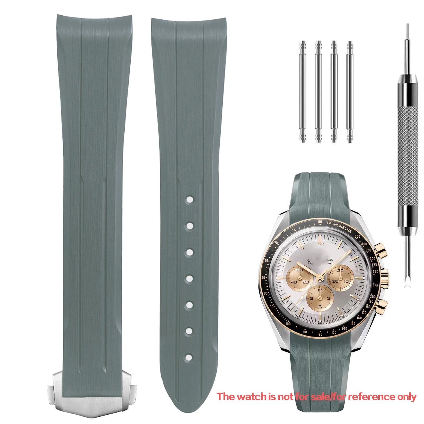 Cinturino in gomma di silicone liquido, adatto per l'edizione comune Omega x Swatch, interfaccia ad arco da 20 mm/Speedmaster/cinturino per orologio con fasi lunari