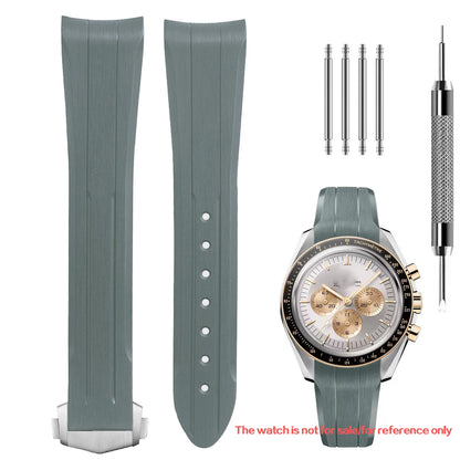 Cinturino in gomma di silicone liquido, adatto per l'edizione comune Omega x Swatch, interfaccia ad arco da 20 mm/Speedmaster/cinturino per orologio con fasi lunari