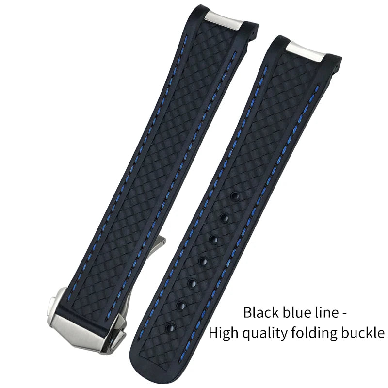 Bracelet de montre en caoutchouc fluoré FKM coloré de qualité supérieure, 19mm, 20mm, 21mm, pour Omega Seamaster 300 Aqua Terra AT150, bracelet de montre souple, outil