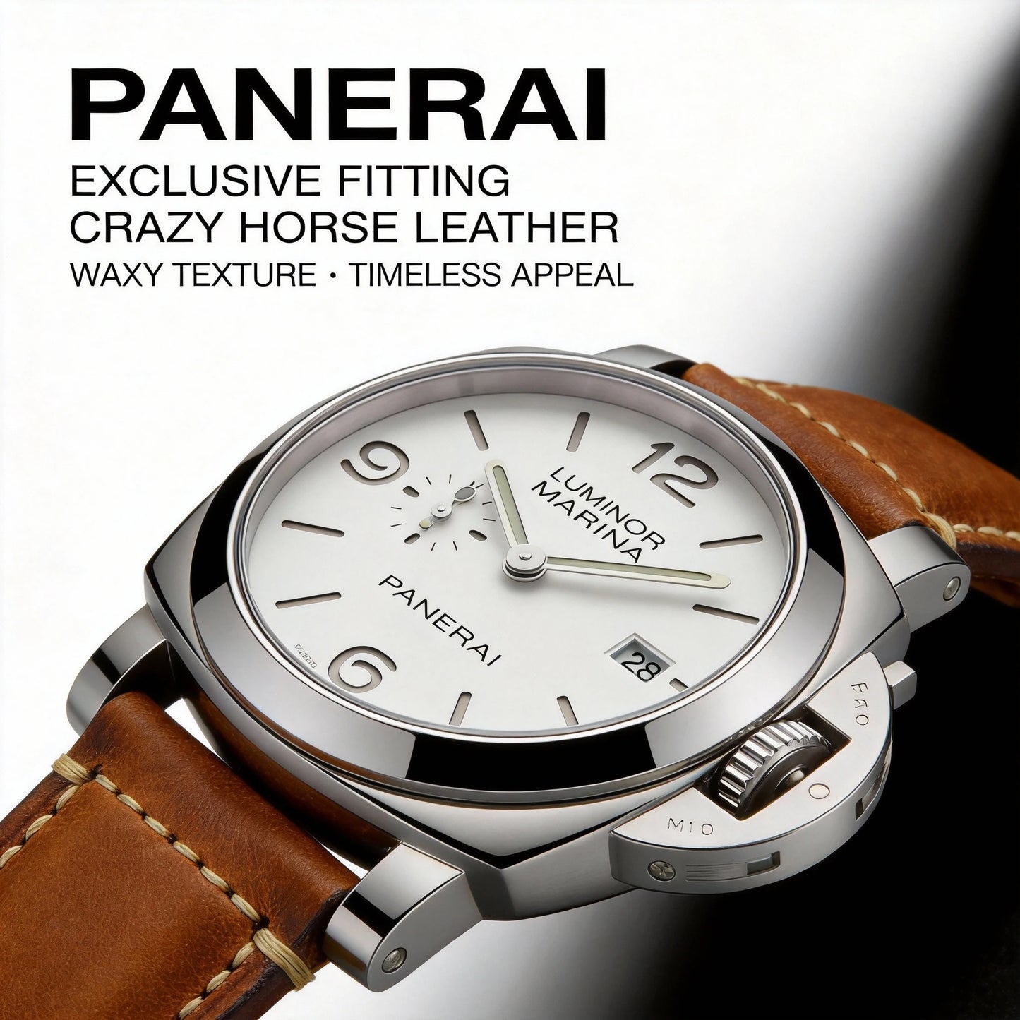 Genuine Leather Watch Strap for Panerai, Compatible with Radiomir Luminor Series 22/24/24MM