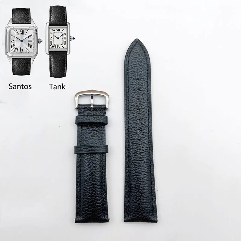 Bracelet de montre en cuir de vachette pour Cartier Tank/Solo Must Round Santos, attache rapide, durable, souple et respirant
