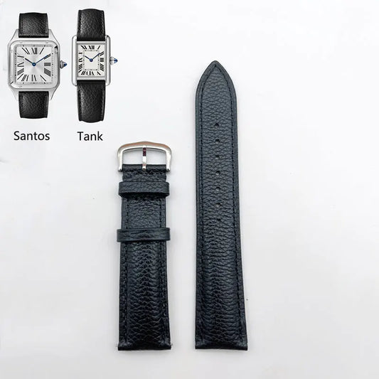 Bracelet de montre en cuir de vachette pour Cartier Tank/Solo Must Round Santos, attache rapide, durable, souple et respirant