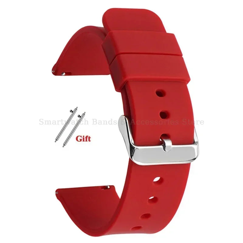 10mm 12mm 14mm 15mm 16mm 18mm 20mm 21mm 22mm 24mm Silicone Watch Band Quick Release Watch Strap for Men Women Universal Wristband