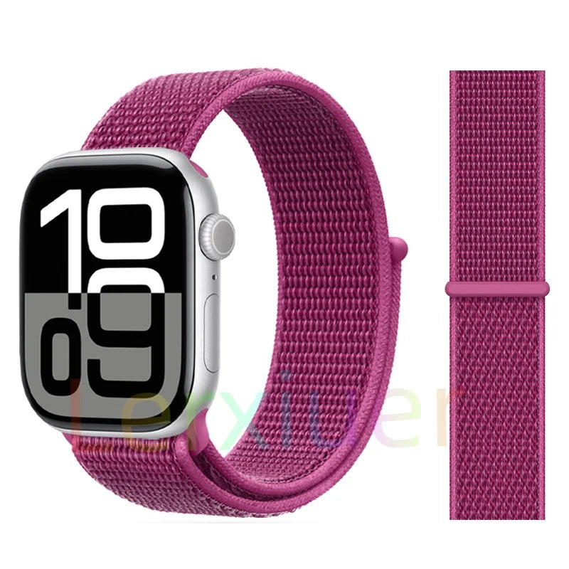 适用于 Apple Watch 46mm 44mm 45mm 40mm 41mm 42mm 的尼龙回环表带，适配 iWatch 系列 11 10 9 SE 8 7 6 5 4 Ultra 3 2 49mm