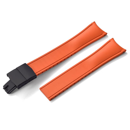 TONJETT for d-elug Curved FKM Rubber Watch Band 20mm 22mm Curved CTS Watch Strap Cut to Size Quick Release Butterfly Buckle
