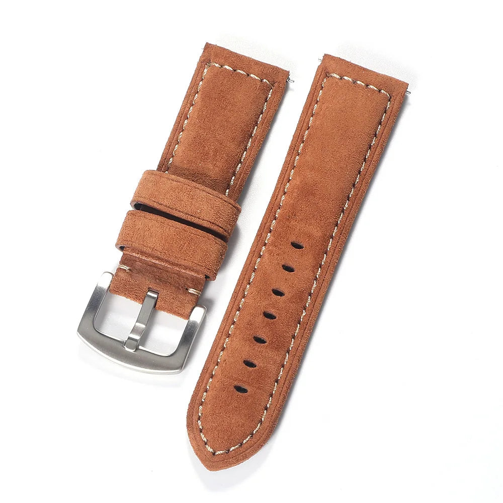 Cinturino per orologio in vera pelle scamosciata 22mm 24mm cinturino in pelle stile vintage cinturino morbido a sgancio rapido per Panerai da uomo