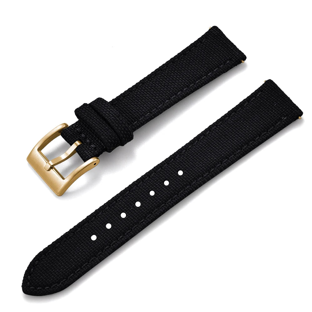 Watch Strap in Leather and Sailcloth, 18mm 20mm 22mm, for Nylon Cordura Strap, Quick Release Leather Strap for Omega Seiko Cartier Belt