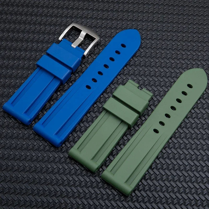 Accessoires intelligents universels, bracelet de montre en caoutchouc FKM souple de 22/24mm, adapté au bracelet Panerai, boucle à ardillon PAM441/111