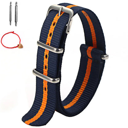 Bracelet de montre à rayures de remplacement pour hommes et femmes, en Nylon, avec boucle ardillon argentée, 16MM 18MM 20MM 22MM, bracelet à dégagement rapide