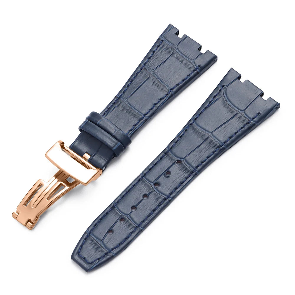 Soft Cowhide Leather Watch Strap for Audemars Piguet Royal Oak Offshore AP 15400 15703, Sweat Resistant, for Men and Women, Folding Buckle