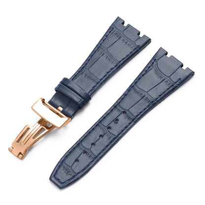 Soft Cowhide Leather Watch Strap for Audemars Piguet Royal Oak Offshore AP 15400 15703, Sweat Resistant, for Men and Women, Folding Buckle