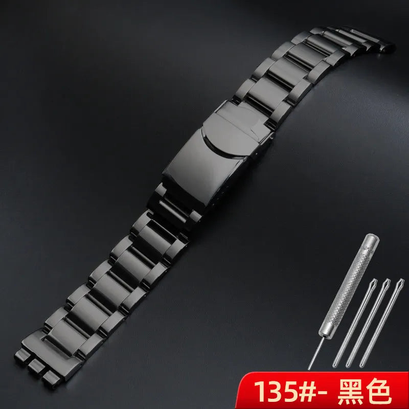 17mm 19mm Black Metal and Steel Bracelet for Men and Women, Ceramic Watch Strap for Swatch YGS749G YCS