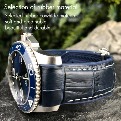 Cinturino per orologio in gomma silicone e nylon, 19mm 20mm 21mm 22mm, adatto per Longines HUAWEI GT2 Samsung MIDO Seiko SKX, cinturino per orologio sportivo