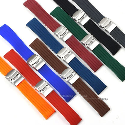 Cinturino per orologio in gomma di silicone, chiusura deployante 18mm 20mm 22mm 24mm per orologio Omega, cinturino di ricambio per cinturini sportivi Seiko