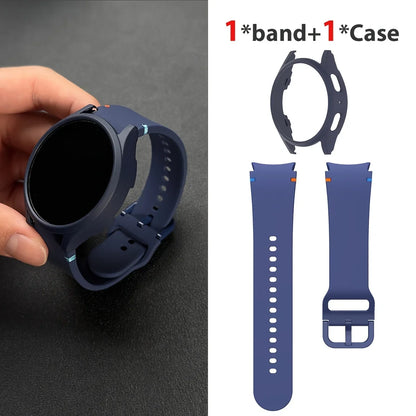 Set di 2 pezzi (cinturino e custodia) per Samsung Watch FE/7/6/5/4/5 Pro, stile punto piatto, compatibile con quadranti da 40/44/45mm, protezione anticaduta, confezione regalo
