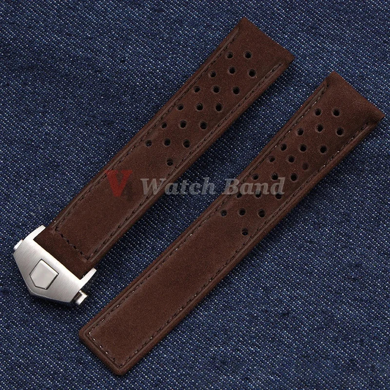 Nouveau Bracelet de montre pour TAG HEUER CARRERA Monaco série 20 22 24mm Bracelet en cuir de vache mat Bracelet de montre Bracelet Vintage marron
