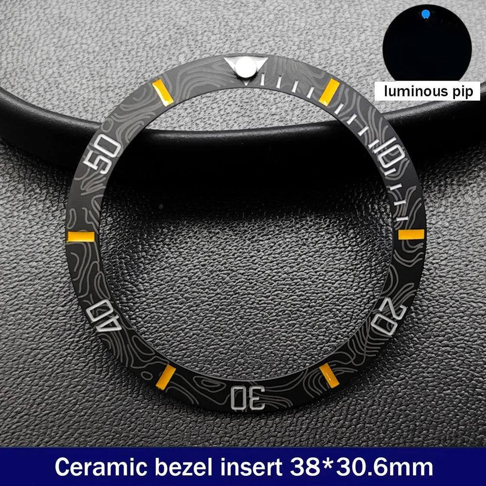 38mm x 30.6mm Sloped Ceramic Bezel GMT and Diving Watch Insert for 40mm Men's Watch Replacement Watch Bezel Inserts