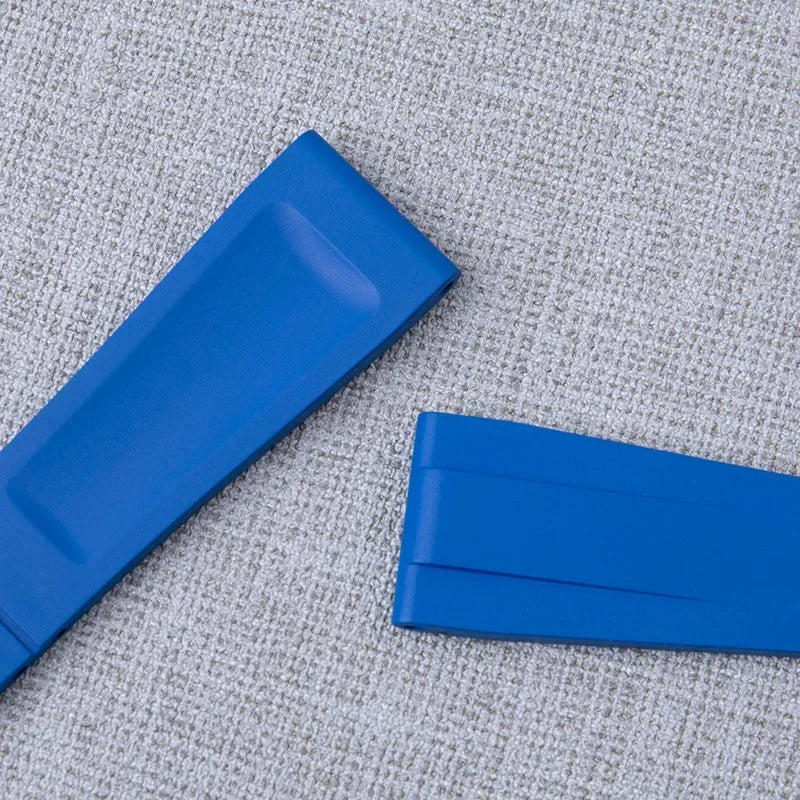 FKM Fluoro Rubber Flat End Watch Strap, Adjustable, 20mm, 21mm, 22mm, for Rolex Submariner Yacht Master GMT Daytona