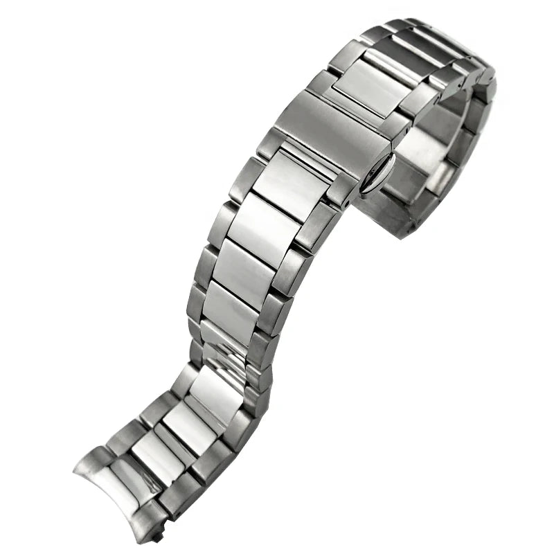 Bracelet de montre en acier inoxydable à extrémité incurvée, 19mm 20mm 21mm, pour Omega Seamaster AT150 Aqua Terra, métal argenté, étanche