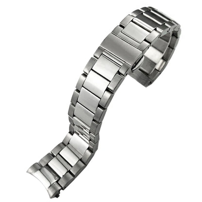 Bracelet de montre en acier inoxydable à extrémité incurvée, 19mm 20mm 21mm, pour Omega Seamaster AT150 Aqua Terra, métal argenté, étanche