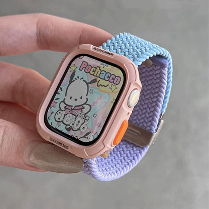 Étui à bonbons + bracelet pour Apple Watch Series 11 10 9 8 7 45mm 41 Band SE 6 5 4 44 40mm, bracelet en nylon pour iwatch Ultra 49mm