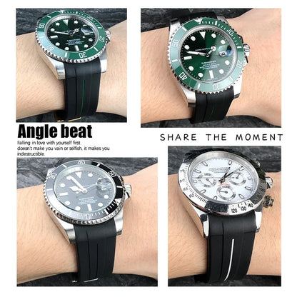 Bracelet de montre en caoutchouc fluoré de haute qualité, 19 mm 20 mm, adapté aux montres Rolex Submariner Daytona GMT Master Viton FKM
