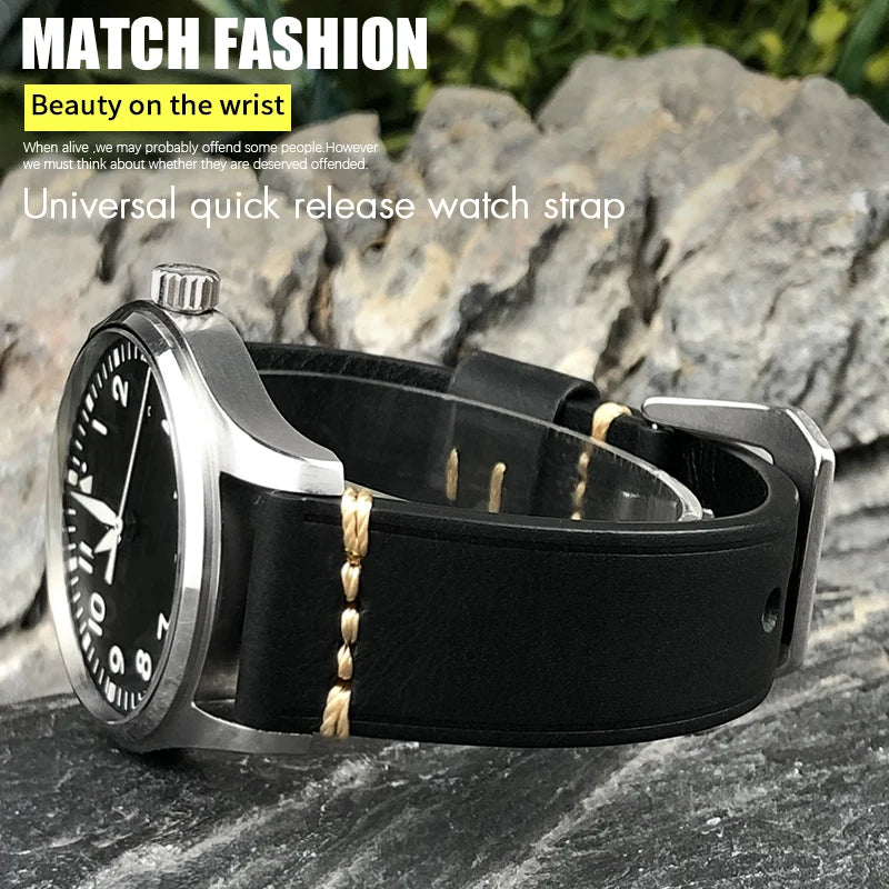 Handmade Quick Release Cowhide Watch Strap, 19mm 20mm 21mm 22mm 23mm 24mm, for Panerai Citizen Seiko TIMEX Oris IWC