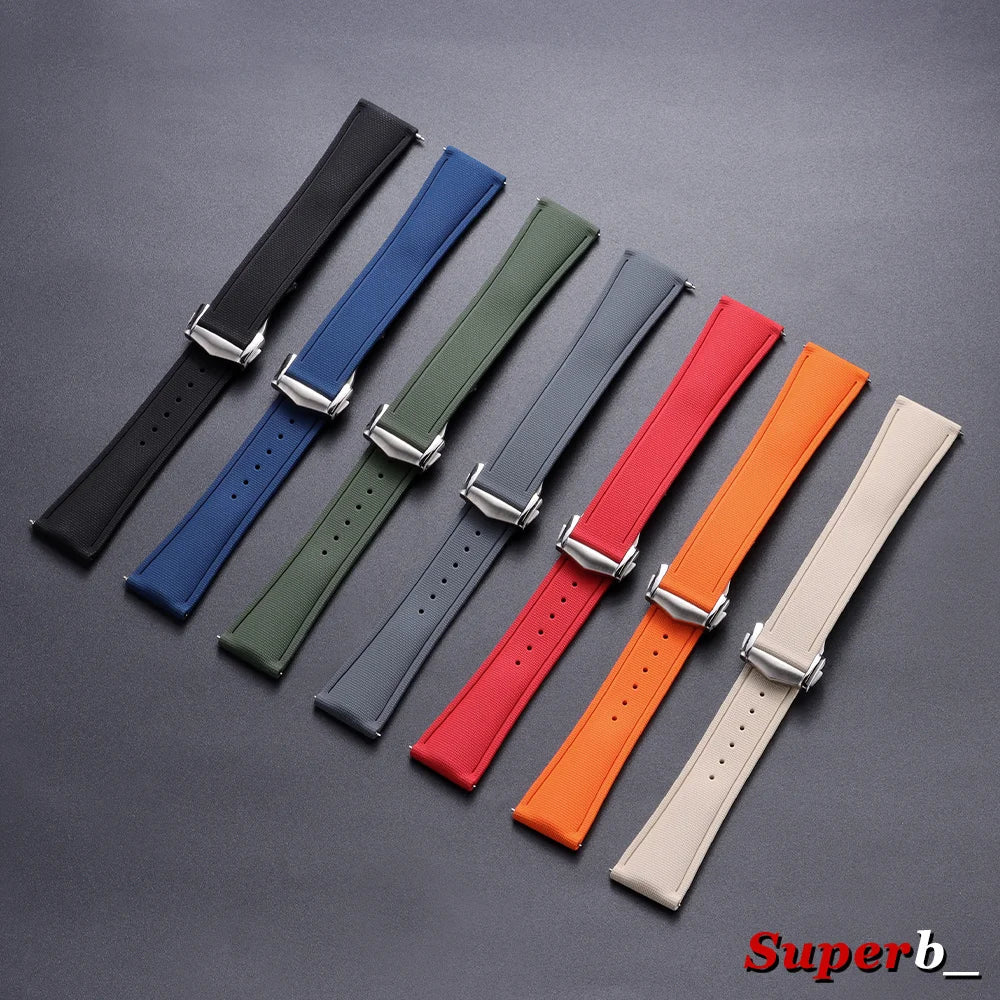 Bracelet universel à dégagement rapide 20mm 21mm 22mm, bracelet de montre étanche en caoutchouc FKM pour Omega, Rolex, Seiko