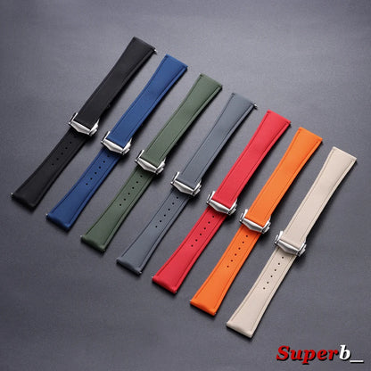 Bracelet universel à dégagement rapide 20mm 21mm 22mm, bracelet de montre étanche en caoutchouc FKM pour Omega, Rolex, Seiko