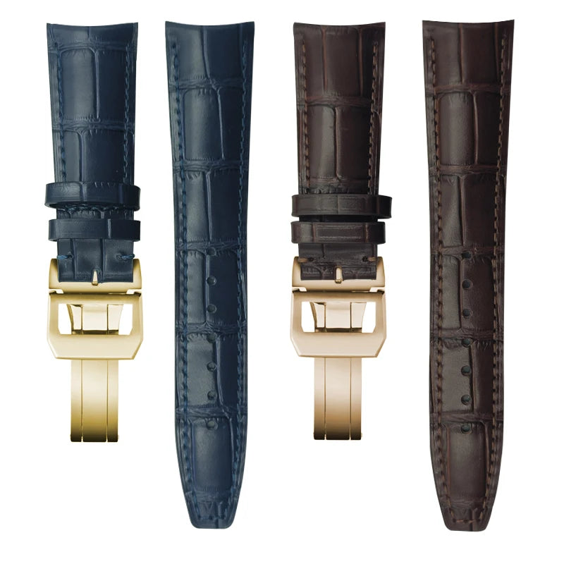 Curved end watch strap for IWC PILOT Portugieser Portofino 20mm 21mm 22mm genuine calfskin watchband high quality cowhide strap