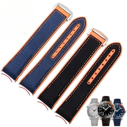 Cinturini per orologi in gomma e silicone, 20 mm 22 mm, per Omega Seamaster 300 Speedmaster, Seiko SKX Aqua Terra AT150 Moon